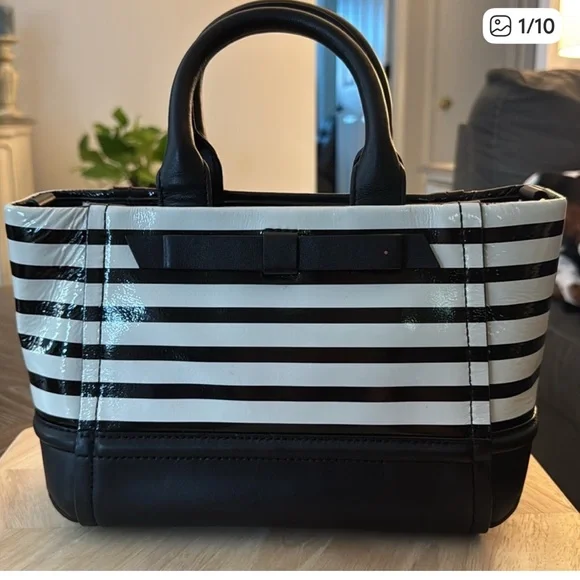Kate Spade Black and White Striped Handbag - Picture 1 of 11